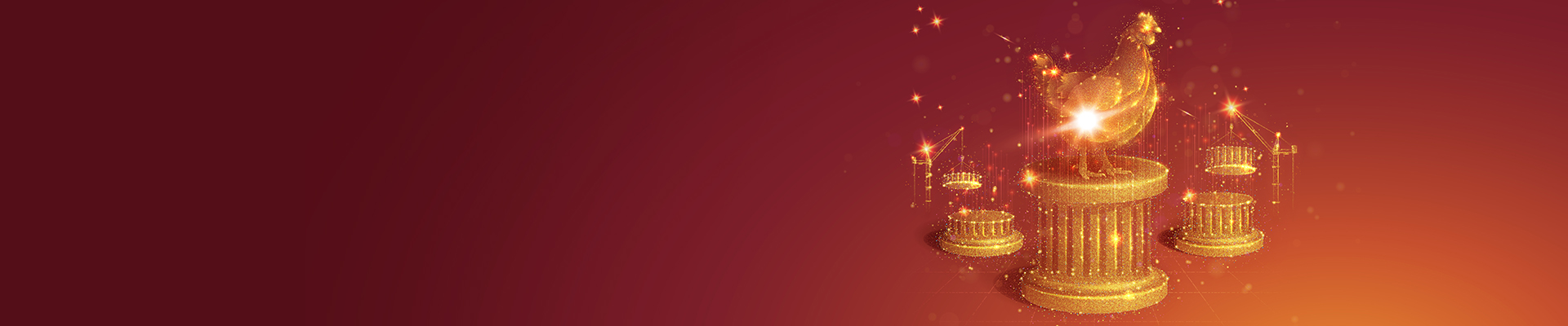 Chicken on a golden pedestal 