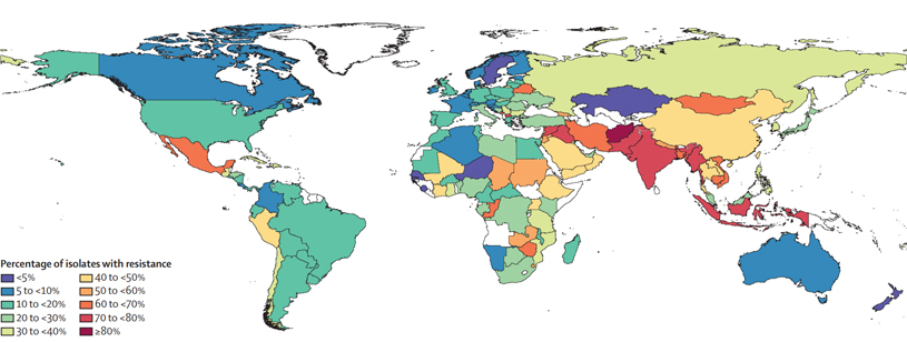 the percentage of third generation cephalosporin resistant E. coli found in samples gathered by the University of Washington. 