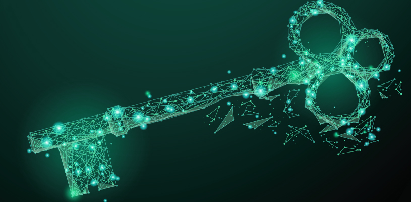 Gut health the key to good performance Illustration of a green key