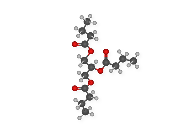 Figure 1: Molecular structure of a tributyrin molecule.