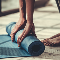 hands on yoga mat