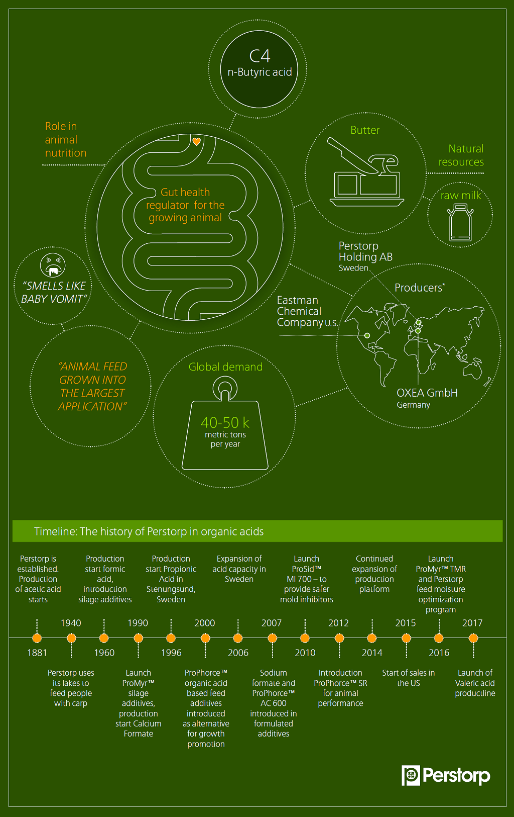 C4 n-Butyric acid infographic