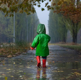 Child in raincoat