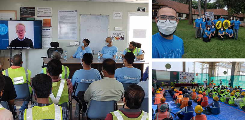 Collage of pictures of Perstorp employees from various places in the world 