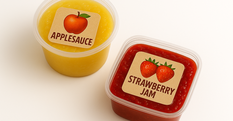 Plastic cups with jams