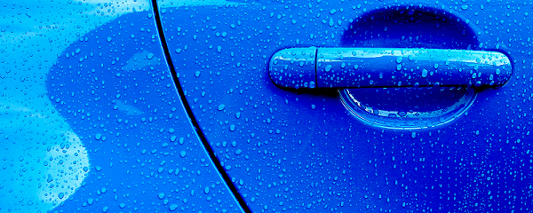 blue coated car door
