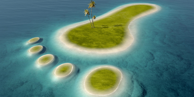An island shaped like a footprint