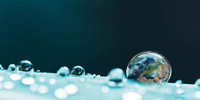 Globe and water drops