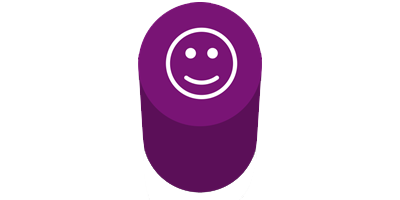 a purple pillar with a white smiley face on top of it