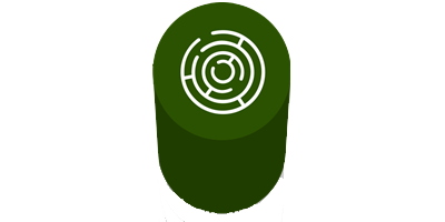 a green pillar with an illustration of a radar on top of it