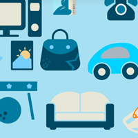 Icons depicting everyday objects produced via mass balance method 